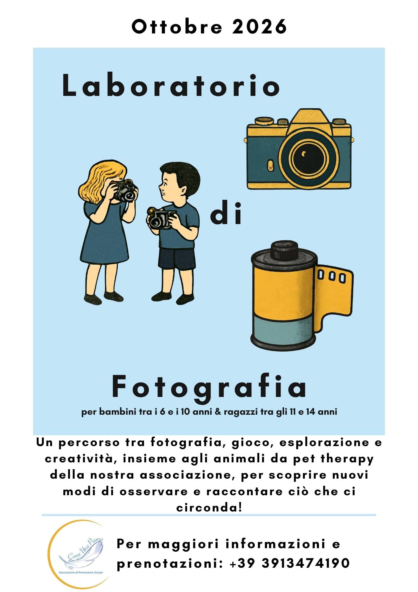 Flyer laboratorio di fotografia per bambini e ragazzi